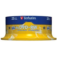 25 Verbatim DVD+RW 4,7 GB wiederbeschreibbar von Verbatim