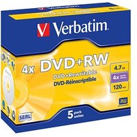 5 Verbatim DVD+RW 4,7 GB wiederbeschreibbar von Verbatim