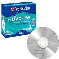 5 Verbatim DVD-RW 4,7 GB wiederbeschreibbar von Verbatim