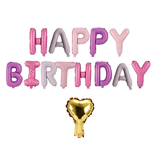 Aufblasbare Luftballons, "Happy Birthday", 40,6 cm, goldene Herz-Party-Dekorationen (Farbe) von Verdant Touch