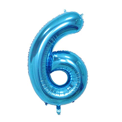 Folienballon, 101,6 cm, Zahl 0–9, große Heliumballons für Hochzeit, Geburtstag, Party, Dekoration (Blau 6) von Verdant Touch