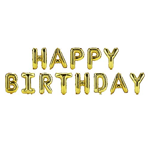 Silberfarbene Luftballons, 40,6 cm, "Happy Birthday", Aluminiumfolienballons, Party-Hochzeitsdekoration, 10 Stück (Gold) von Verdant Touch
