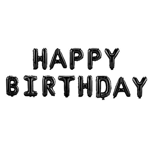 Silberfarbener Luftballon, 40,6 cm, "Happy Birthday", Aluminiumfolienballons, Party, Hochzeit, Dekoration, Schwarz, 10 Stück von Verdant Touch
