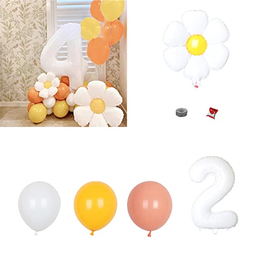 Verdant Touch Gänseblümchen-Ballon-Set, Aluminiumfolie, wiederverwendbar, Party-Dekoration, Luftballons für Babyparty, Hochzeit, Geburtstag von Verdant Touch
