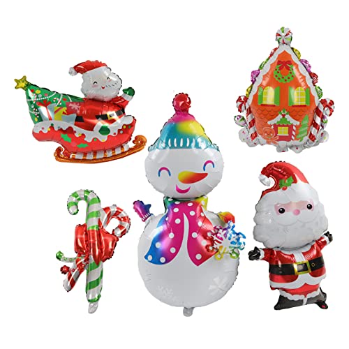 Verdant Touch Weihnachts-Folienballons, Weihnachts-Folienballon-Dekorationsset, Weihnachtsmann, Schlitten, Schneemann, Süßigkeitenhaus-Ballons, Aluminiumfolien-Set von Verdant Touch