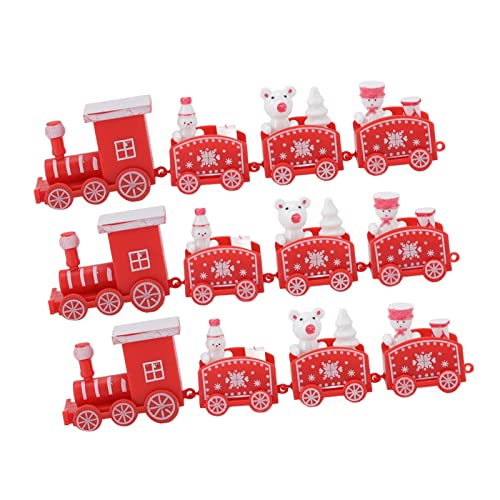 Verdant Touch Weihnachtsdekorationen Kleine Zug Weihnachtsdekorationen Mini Zug Dekor Set 3 Sets Rot Weiß Requisiten von Verdant Touch