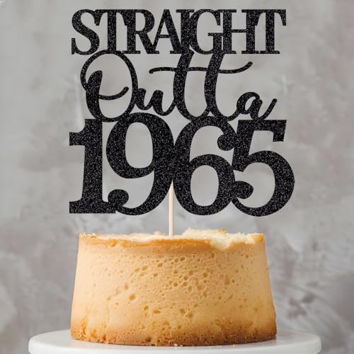 Straight Outta 1975 Cake Topper 50th Birthday Happy Birthday Cake Topper Men and Women Cheer 50 Years Old Handmade Black Glitter Cake Decoration (1975) (Straight Outta, 1965) von Verherer