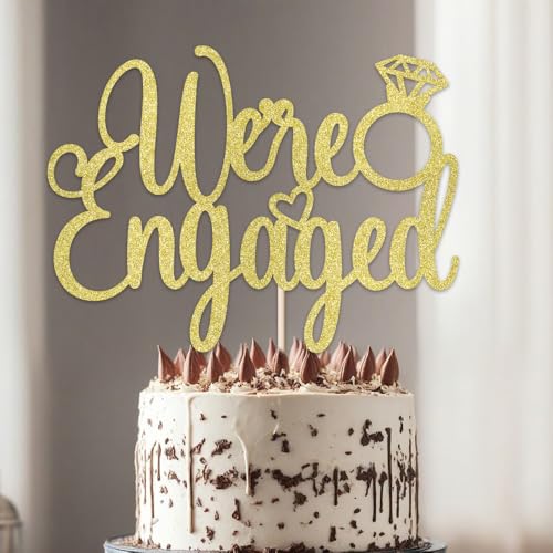 Tortenaufsatz mit Aufschrift "We're Engaged", glitzernd, Brautparty, Kuchendekoration für Hochzeit, Verlobung, Mottoparty von Verherer