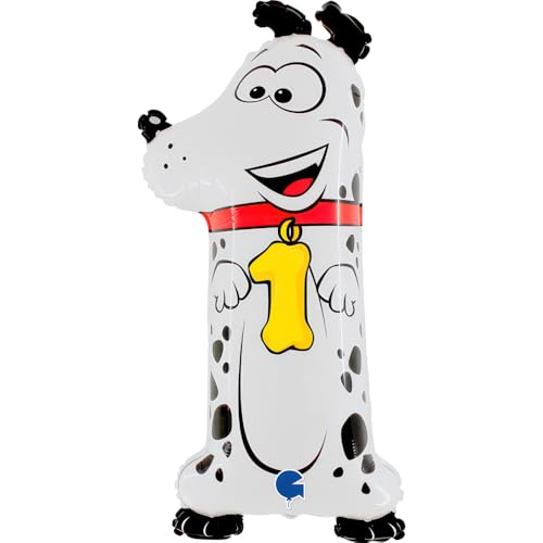 Grabo 41-0WE-P Anzahl Folienballon, Weiß, Hund - Zahl: 1 von Grabo