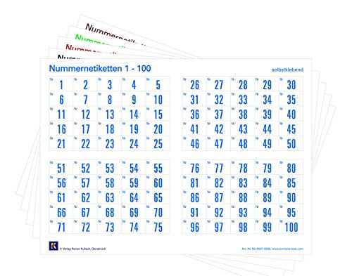 1000er-Set Nummernetiketten selbstklebend, Zahlen zum Aufkleben, wasserfest, wetterfest, UV-beständig (Nr. 1-1000; weitere Nummernlagen auswählbar) von Verlag Reiner Kullack