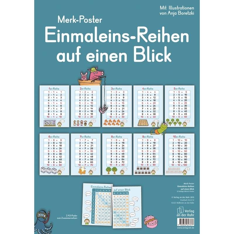 Einmaleins-Reihen Auf Einen Blick, 12 Farbige Poster Din A3 von Verlag an der Ruhr