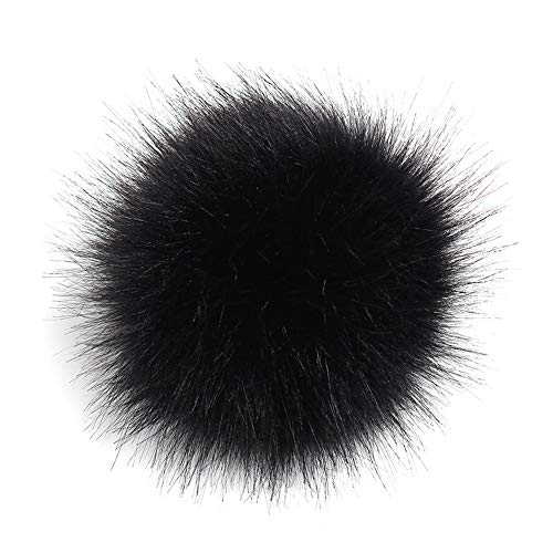 Verliked Kunstfell, 12 cm, Kunstfell, flauschig, Bommel, Bommel, Basteln, Pompon, Ball, für Hüte, Schals, Handschuhe, Tasche, Schwarz von Verliked