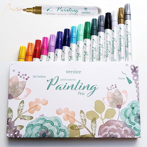 ALLES MUSS RAUS Acrylstifte in 3mm und 16 Farben, zum Steine bemalen, permanent marker Stifte für Holz, Geschenkekarten, Leinwand, Glasmalerei, DIY Fotoalben, zum Basteln und verschenken ALLES MUSS RAUS Acrylstifte in 3mm und 16 Farben, zum Steine bemalen, permanent marker Stifte für Holz, Geschenkekarten, Leinwand, Glasmalerei, DIY Fotoalben, zum Basteln und verschenken von Vernice
