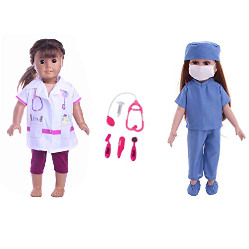 Veroda Ärzte/Krankenschwestern Uniformen Set Stethoskop Krankenhaus Medizinische Ausrüstung Kit Dr. Pretend & Play Set Kleidung Schuhe Anzüge für 18'' American Girl Puppen von Veroda