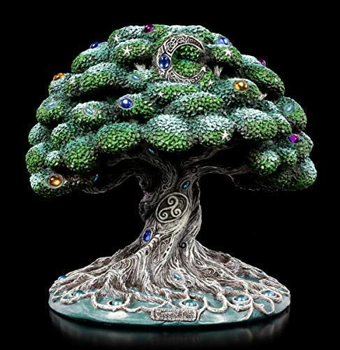 Fantasy Lebensbaum Yggdrasil - Tree of Life | Dekoartikel, handbemalt, mit Schmucksteinen verziert, inkl. Geschenk-Box von Veronese