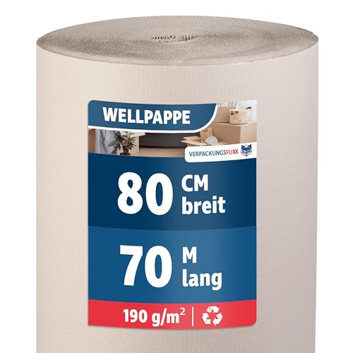 Rollenwellpappe 80 cm x 70 m | Wellpappen Rolle für Versand & Lagerung | Vielseitig einsetzbar | Umweltfreundliches & recyclebares Verpackungsmaterial Rollenwellpappe 80 cm x 70 m | Wellpappen Rolle für Versand & Lagerung | Vielseitig einsetzbar | Umweltfreundliches & recyclebares Verpackungsmaterial von Verpackungsfuxx