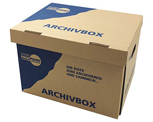 1-PACK Archivbox Lagerbox 400x320x290mm extrem stabil, bis 250kg stapelbar/Ausführung: Braun mit Beschriftung"Archivbox", 50 Stück von FALAMBI