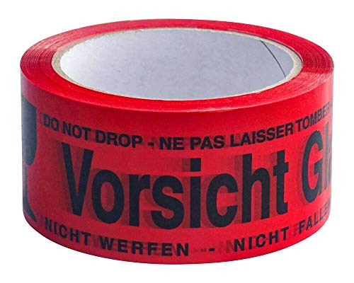 PP Klebeband Aufdruck Vorsicht Glas, No-Noise, 50 x 66 Qualitätsprodukt von Verpackungsteam