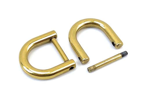 VersaKits 4 Stück robuste D-Ringe zum Einschrauben 1,27 cm vergoldet Gold U Form Ersatz D-Ring für Geldbörse Schlüsselanhänger Hundehalsband von VersaKits