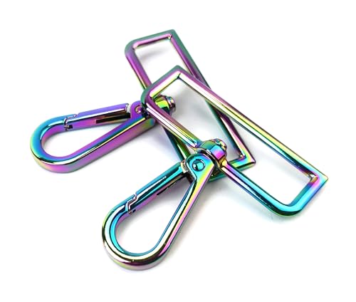 VersaKits Karabinerhaken, 5,1 cm, Regenbogen-D-Ring, drehbar, Karabinerhaken, Trigger-Clips für Geldbörse, Schlüsselanhänger, Riemenherstellung, 10 Stück von VersaKits