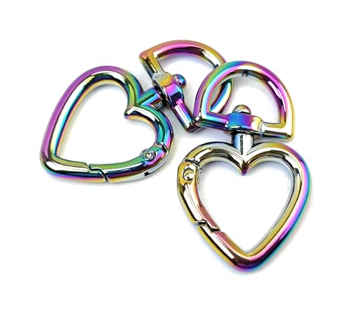 VersaKits Karabinerhaken in Herzform, Regenbogenfarben, robust, mit Drehgelenk, Karabinerhaken für die Herstellung von Geldbörsen, 8 Stück von VersaKits