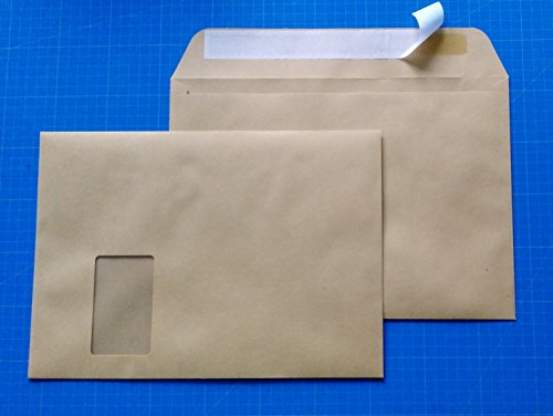125 Versandtaschen Briefumschläge selbstklebend DINC4 229x324 mm Querbefüllung mit Fenster braun 0808 von Versandpappe