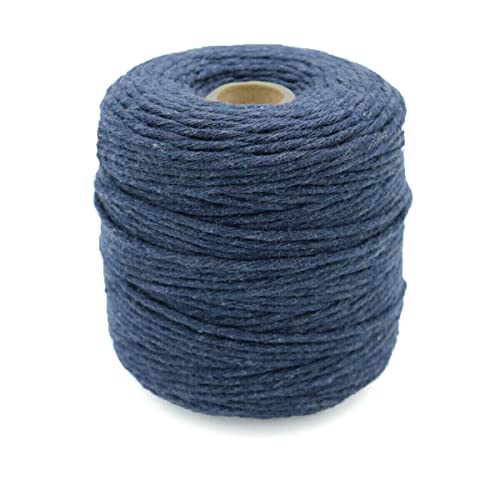 Makramee Garn 3mm x 200m Dunkel Blau Baumwolle Schnur Baumwollgarn Baumwollseil Kordel für DIY Handwerk , Faden zum basteln von Vershy