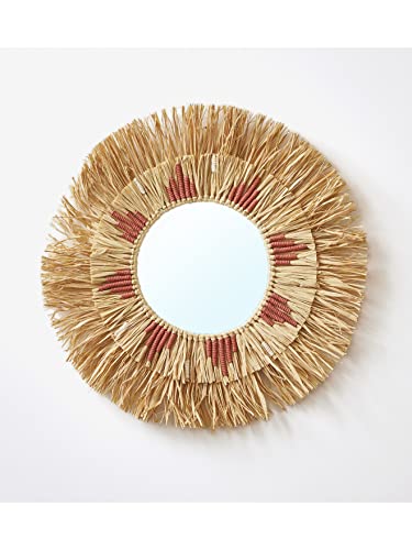 VERTBAUDET Runder Kinderzimmer Spiegel, Raffiabast beige/rosa VERTBAUDET Runder Kinderzimmer Spiegel, Raffiabast beige/rosa von Vertbaudet
