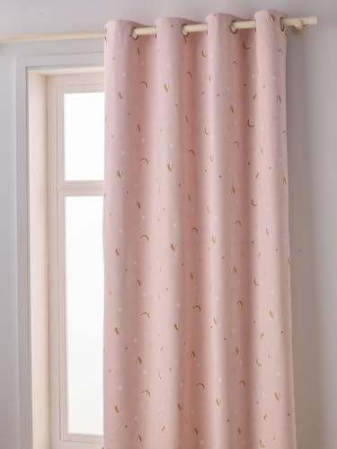 VERTBAUDET Vorhang mit Ösen, blickdicht, phosphoreszierend, Regenbogen-Druck, Rosa, 135 x 180 cm von Vertbaudet