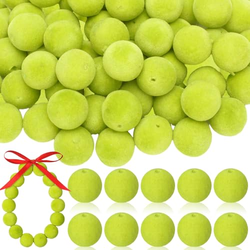 Vertintong 60 Stück weihnachtliche Limettengrüne Samtperlen zum Basteln, 16 mm, Beflockung, Abstandshalter, Samt, Weihnachtsperlen für DIY-Schmuck, Schlüsselanhänger, Girlande, Armband, Halskette Vertintong 60 Stück weihnachtliche Limettengrüne Samtperlen zum Basteln, 16 mm, Beflockung, Abstandshalter, Samt, Weihnachtsperlen für DIY-Schmuck, Schlüsselanhänger, Girlande, Armband, Halskette von Vertintong