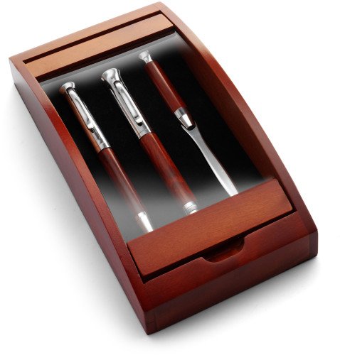 Schreibset 'Borkum' aus Rosenholz - Kugelschreiber, Füllfederhalter, und Etui Schreibset 'Borkum' aus Rosenholz - Kugelschreiber, Füllfederhalter, und Etui von noTrash2003
