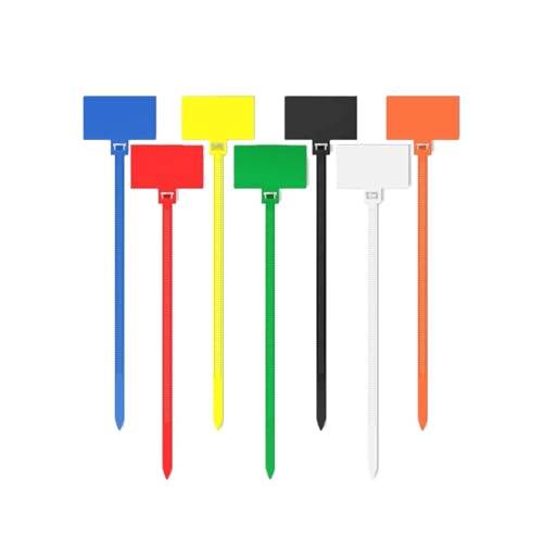 100 Stück bunte selbstsichernde Kunststoff-Kabelbinder mit Aufhängeetiketten für Netzwerkkabel, Feuerlöscher 100 Stück bunte selbstsichernde Kunststoff-Kabelbinder mit Aufhängeetiketten für Netzwerkkabel, Feuerlöscher von Veruying