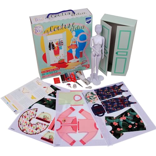 DRESS YOUR DOLL Komplettes Starter Set Nähen Barbie Zubehör Kleidung BLUMENBOXEinfaches Nähset Mit Modedesign Puppe Bedruckter Stoff Nähvorlagen Werkzeuge Geschenk Für Anfänger Fashion Design Kit von Vervaco