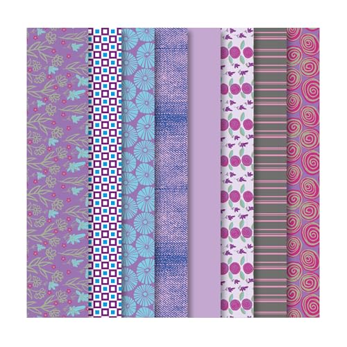 DRESS YOUR DOLL Stoffpakete Zum Nähen Barbie Zubehör Kleidung LILA Bedruckter Stoff Nähvorlagen Werkzeuge ca. 22 x 30 cm Stoffsets Dekostoff Puppen Style Fashion Design Kit von Vervaco