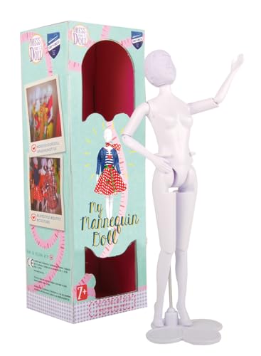 VERVACO Dress Your Mini Schneiderpuppe Mannequin Puppe Bewegliche Gelenke Weißer Kunststoff ca. 29 cm Barbie Zubehör Kleidung Fashion Design Doll Kreatives Geschenk, Kuntstoff, Multicolor, Sortiert von Vervaco