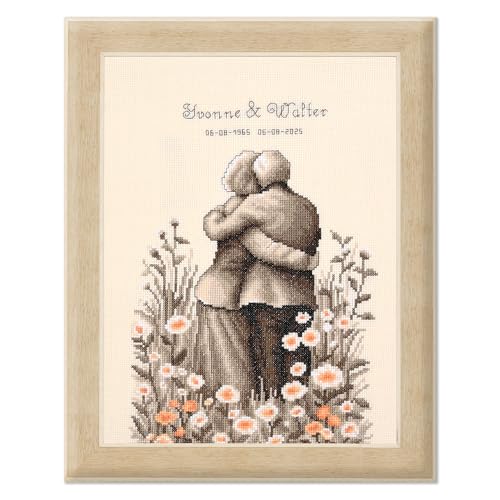 VERVACO Gezählter Kreuzstich Stickpackungen DIY Stickbilder EWIGE LIEBE Wanddekoration Handarbeit Set für Erwachsene Kreatives Handwerk ca. 20 x 30 cm Kreuzstichbilder Set Hausdeko von Vervaco