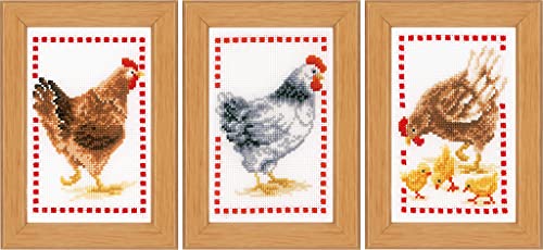 VERVACO Gezählter Kreuzstich Stickpackungen DIY Stickbilder Hühner 3er Wanddekoration Handarbeit Set für Erwachsene Zählmusterpackung ca. 8 x 12 cm Kreuzstichbilder Set Hausdeko VERVACO Gezählter Kreuzstich Stickpackungen DIY Stickbilder Hühner 3er Wanddekoration Handarbeit Set für Erwachsene Zählmusterpackung ca. 8 x 12 cm Kreuzstichbilder Set Hausdeko von Vervaco