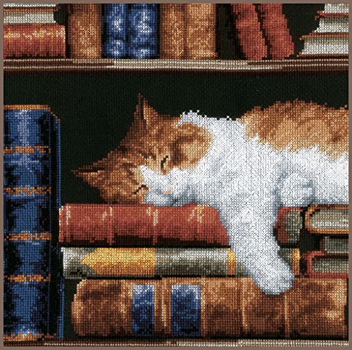 VERVACO Gezählter Kreuzstich Stickpackungen DIY Stickbilder Katze im Bücherregal Wanddekoration Handarbeit Set für Erwachsene Kreatives Handwerk ca. 26 x 26 cm Kreuzstichbilder Set Hausdeko VERVACO Gezählter Kreuzstich Stickpackungen DIY Stickbilder Katze im Bücherregal Wanddekoration Handarbeit Set für Erwachsene Kreatives Handwerk ca. 26 x 26 cm Kreuzstichbilder Set Hausdeko von Vervaco