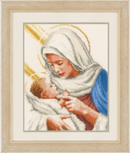 VERVACO Gezählter Kreuzstich Stickpackungen DIY Stickbilder Maria und Jesus Wanddekoration Handarbeit Set für Erwachsene Kreatives Handwerk ca. 23 x 27 cm Kreuzstichbilder Set Hausdeko von Vervaco
