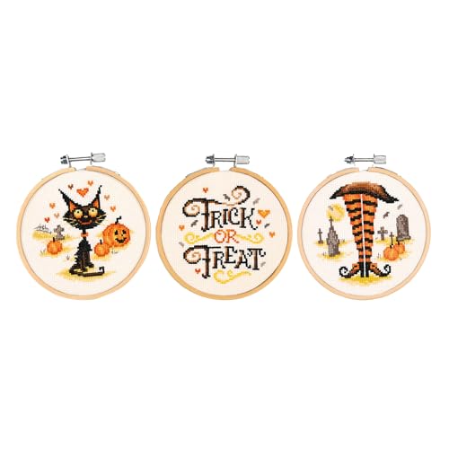 VERVACO Gezählter Kreuzstich Stickpackungen DIY Stickbilder mit Stickrahmen HALLOWEEN 3ER SET Wanddekoration Handarbeit Set für Erwachsene Kreatives Handwerk 10 x 10 cm Kreuzstichbilder Set Hausdeko VERVACO Gezählter Kreuzstich Stickpackungen DIY Stickbilder mit Stickrahmen HALLOWEEN 3ER SET Wanddekoration Handarbeit Set für Erwachsene Kreatives Handwerk 10 x 10 cm Kreuzstichbilder Set Hausdeko von Vervaco