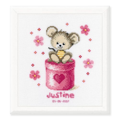 VERVACO Gezählter Kreuzstich Stickpackungen Stickset Baby Geburt kleine Maus Wanddekoration Handarbeit Set für Erwachsene Kreatives Handwerk ca. 20 x 22 cm Geburt Geschenk Hausdeko VERVACO Gezählter Kreuzstich Stickpackungen Stickset Baby Geburt kleine Maus Wanddekoration Handarbeit Set für Erwachsene Kreatives Handwerk ca. 20 x 22 cm Geburt Geschenk Hausdeko von Vervaco