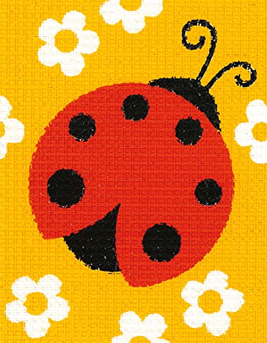 VERVACO Gobelin Stickbilder zum Selbersticken Kinder MARIENKÄFER Kreuzstich Stickpackungen Stickset für Anfänger ca. 12,5 x 16 cm Bastelset Handwerker DIY Sticken Set Kreatives Geschenk von Vervaco