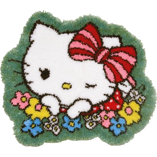 VERVACO Knüpfteppich Set DIY Handarbeit Set Knüpfset für Anfänger HELLO KITTY Teppich zum Selber Knüpfen Basteln Erwachsene Kreativ ca. 67 x 61 cm Latch Hook Kit Knüpfhaken Zubehör Haus Dekoration von Vervaco