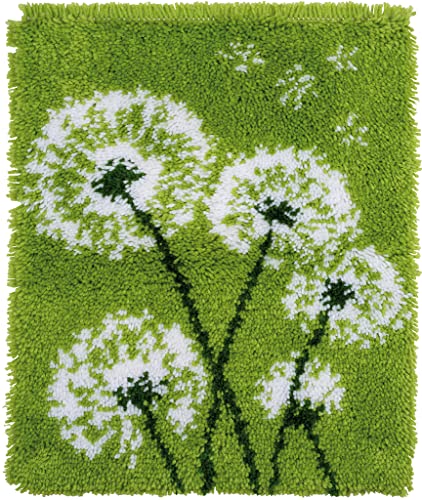 VERVACO Knüpfteppich Set DIY Handarbeit Set Knüpfset für Anfänger PUSTEBLUME Teppich zum Selber Knüpfen Basteln Erwachsene Kreativ 43 x 54 cm Latch Hook Kit Knüpfhaken Zubehör Haus Dekoration von Vervaco