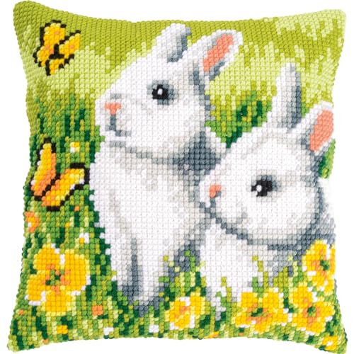 VERVACO Kreuzstich Stickpackungen Kissen Stickerei Set Anfänger Vorgedruckt Hasen und Schmetterlinge DIY Set Kreativ Set Für Erwachseneca. 40 x 40 cm Bastelset Handwerker Haus Dekoration VERVACO Kreuzstich Stickpackungen Kissen Stickerei Set Anfänger Vorgedruckt Hasen und Schmetterlinge DIY Set Kreativ Set Für Erwachseneca. 40 x 40 cm Bastelset Handwerker Haus Dekoration von Vervaco