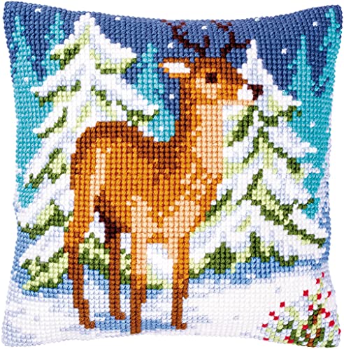 VERVACO Kreuzstich Stickpackungen Kissen Stickerei Set Anfänger Vorgedruckt Hirsch im Winter DIY Set Kreativ Set Für Erwachsene Dekoratives Kissen ca. 40 x 40 cm Bastelset Handwerker Haus Dekoration VERVACO Kreuzstich Stickpackungen Kissen Stickerei Set Anfänger Vorgedruckt Hirsch im Winter DIY Set Kreativ Set Für Erwachsene Dekoratives Kissen ca. 40 x 40 cm Bastelset Handwerker Haus Dekoration von Vervaco
