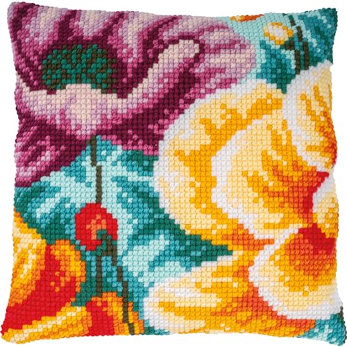 VERVACO Kreuzstich Stickpackungen Kissen Stickerei Set Anfänger Vorgedruckt Mohnblumen DIY Set Kreativ Set Für Erwachsene Dekoratives Kissen ca. 40 x 40 cm Bastelset Handwerker Haus Dekoration VERVACO Kreuzstich Stickpackungen Kissen Stickerei Set Anfänger Vorgedruckt Mohnblumen DIY Set Kreativ Set Für Erwachsene Dekoratives Kissen ca. 40 x 40 cm Bastelset Handwerker Haus Dekoration von Vervaco