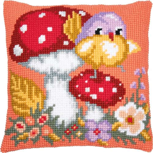 VERVACO Kreuzstich Stickpackungen Kissen Stickerei Set Anfänger Vorgedruckt Vogel auf Pilz DIY Set Kreativ Set Für Erwachsene Dekoratives Kissen ca. 40 x 40 cm Bastelset Handwerker Haus Dekoration VERVACO Kreuzstich Stickpackungen Kissen Stickerei Set Anfänger Vorgedruckt Vogel auf Pilz DIY Set Kreativ Set Für Erwachsene Dekoratives Kissen ca. 40 x 40 cm Bastelset Handwerker Haus Dekoration von Vervaco