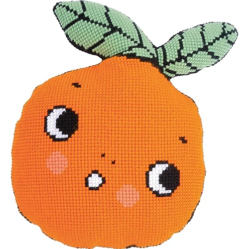 VERVACO Kreuzstich Stickpackungen Kissen Stickerei Set mit Kissenrücken Anfänger Vorgedruckt Mandarine DIY Set Kreativ Set Für Erwachseneca. 51 x 55 cm Bastelset Handwerker Haus Dekoration von Vervaco