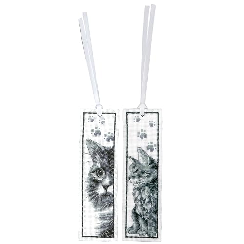 VERVACO Lesezeichen Kreuzstich Stickpackungen Gezählter Kreuzstich Set Katzen 2er DIY Set Erwachsene Sticken Lesen Zubehör Geschenk Zählmusterpackung ca. 6 x 20 cm Stickset für Anfänger VERVACO Lesezeichen Kreuzstich Stickpackungen Gezählter Kreuzstich Set Katzen 2er DIY Set Erwachsene Sticken Lesen Zubehör Geschenk Zählmusterpackung ca. 6 x 20 cm Stickset für Anfänger von Vervaco